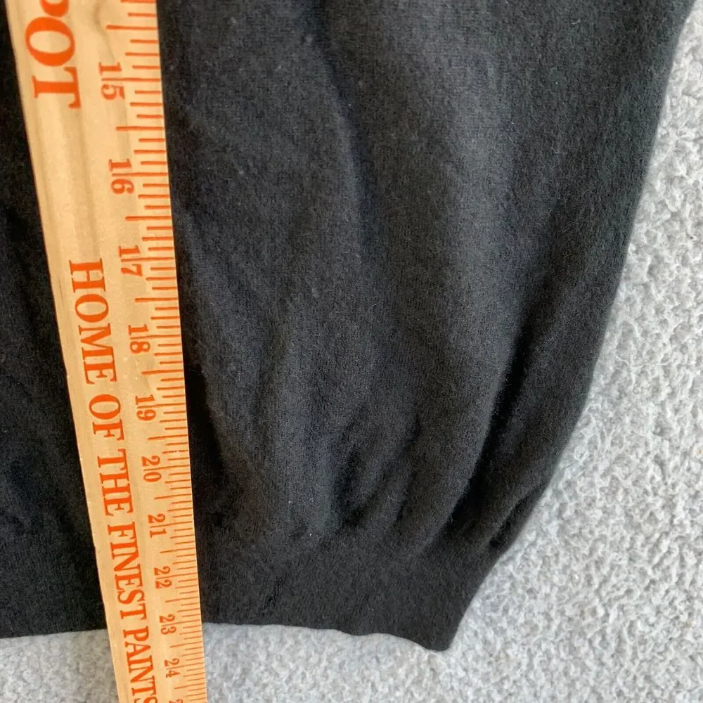 Talbots Sweater Womens Medium Black Pure Cashmere Pullover V Neck 3/4‎ Sleeve